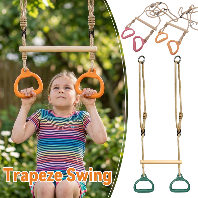 Kids Outdoor Gym Equipment - Montessori Trapeze Swing Set for Kids