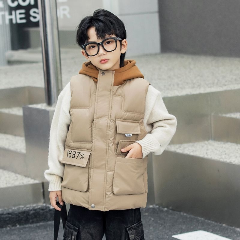 Kids Outdoor Vest - Boys' Winter Hooded Vest Thickened Cotton
