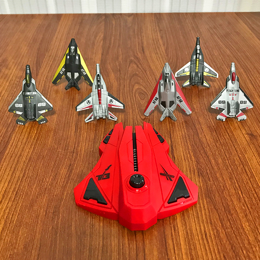 Kids Outdoor Yard Games - 6pcs Fighter Plane Red Launcher Toy,