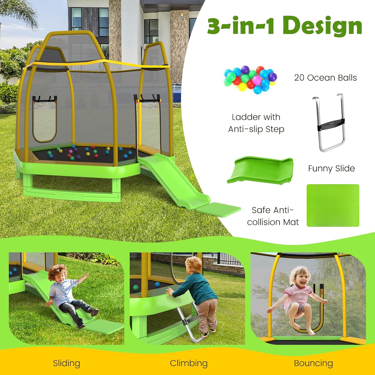 Trampoline for Kids, 7FT Tramp - Kids Outdoor Ladder ulasan dan harga