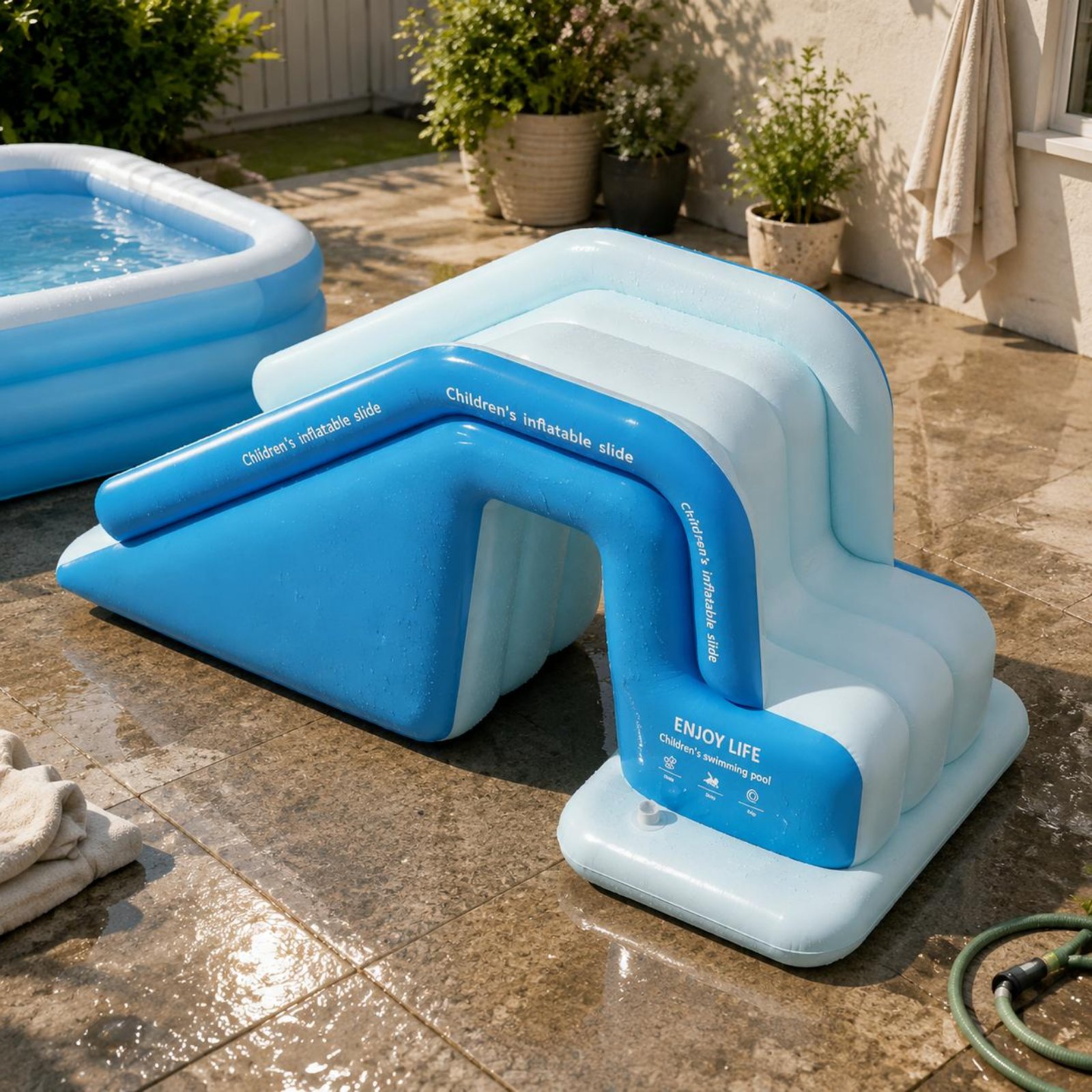 Inflatable Pool Slide Foldable - Kids Outdoor Nature Toys ulasan dan harga