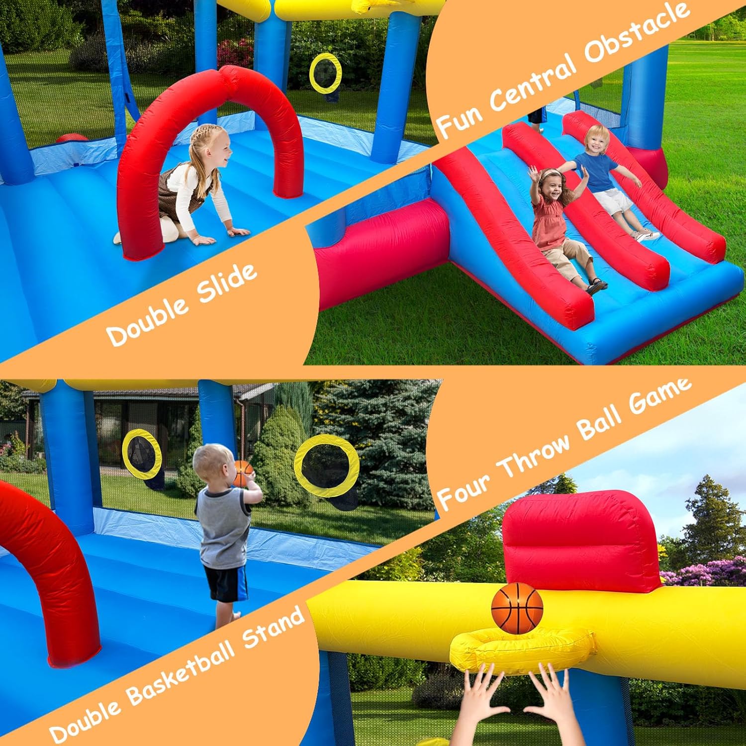 18.7x13 Ft Inflatable Bouncy C - Kids Outdoor Basketball Hoop ulasan dan harga