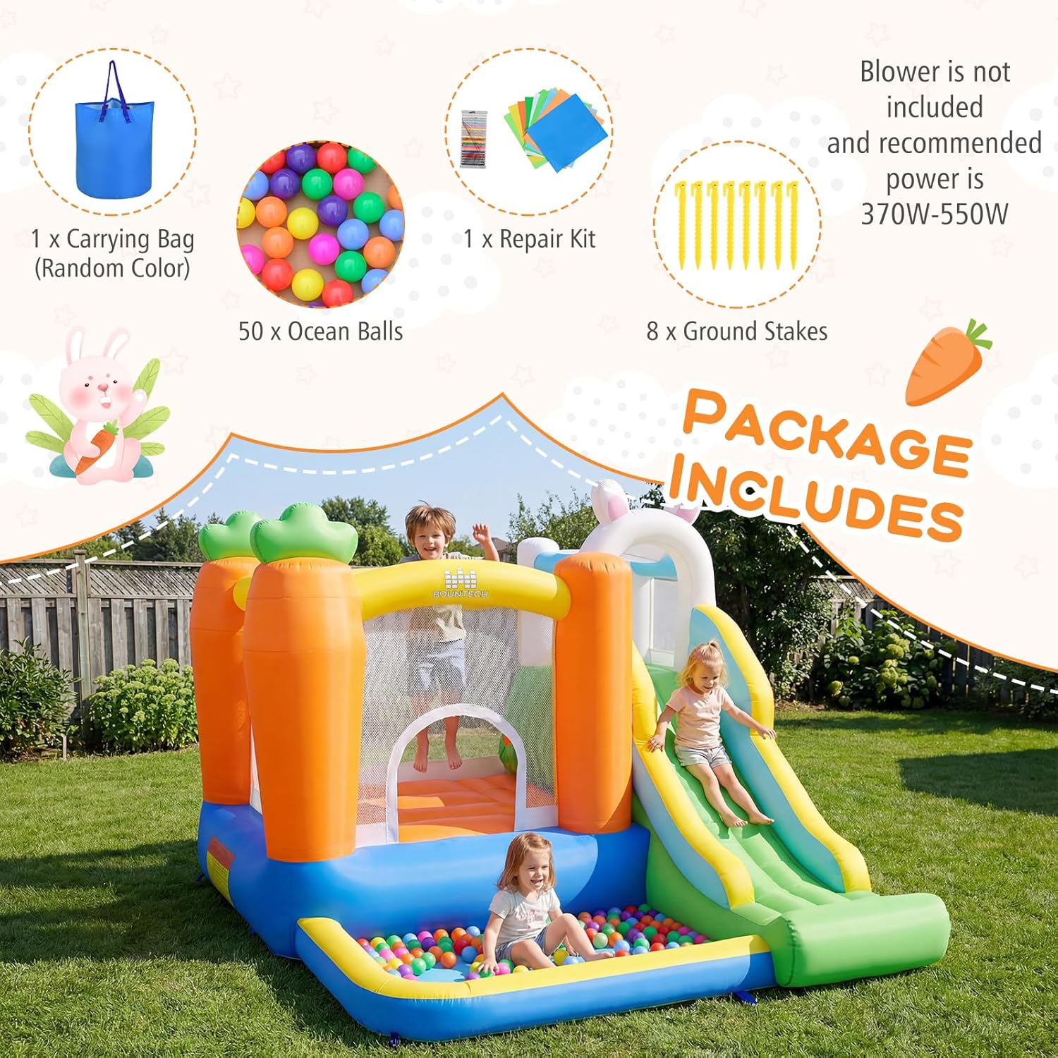 Inflatable Bounce House with B - Kids Outdoor Basketball Hoop ulasan dan harga