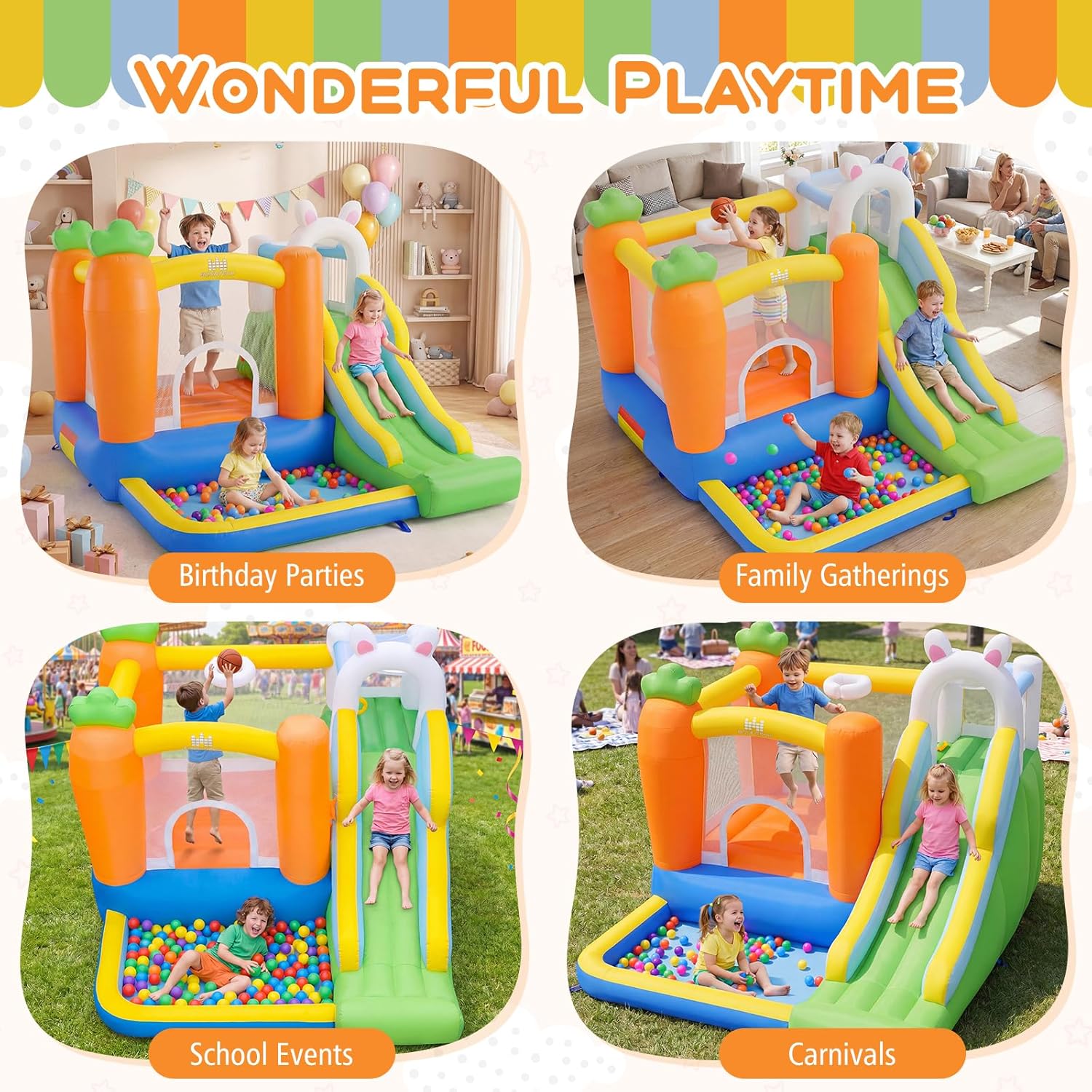Inflatable Bounce House with B - Kids Outdoor Basketball Hoop ulasan dan harga
