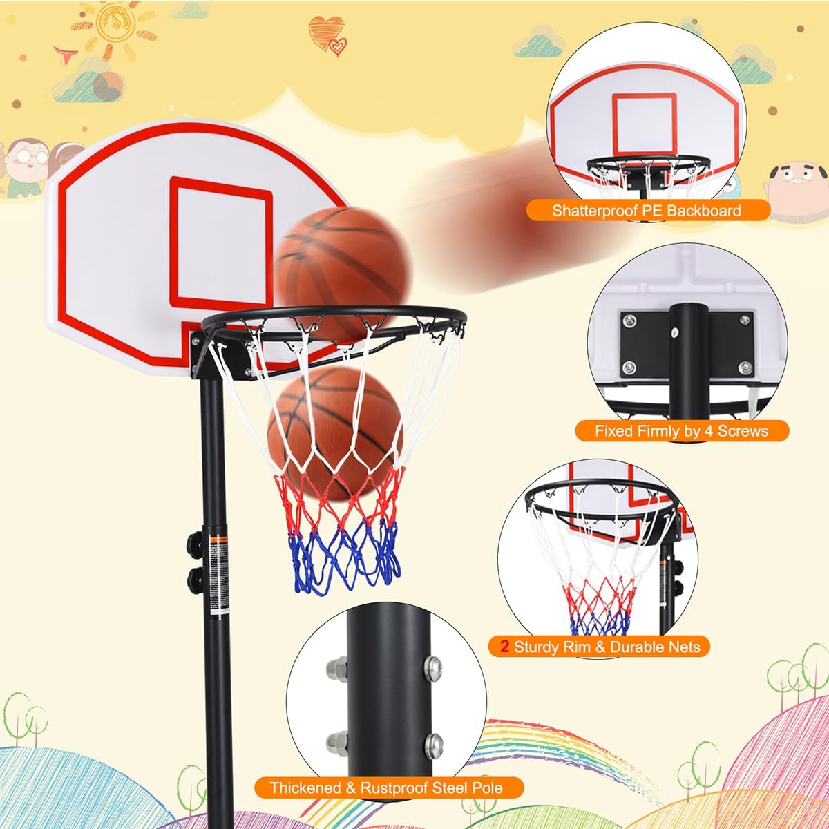 Portable Basketball Hoop with  - Kids Outdoor Basketball Hoop ulasan dan harga