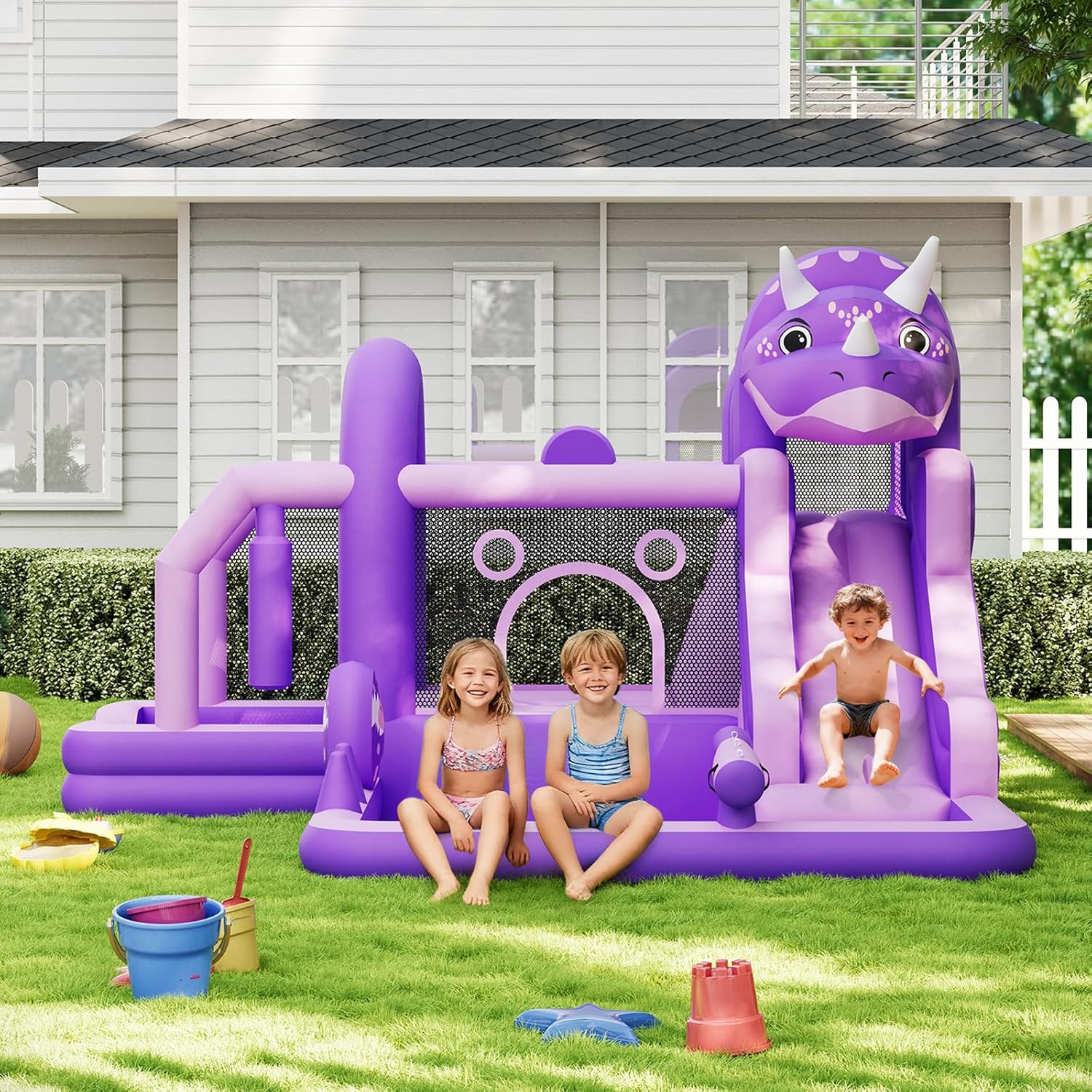 Inflatable Dinosaur Jumping Ca - Kids Outdoor Play Area ulasan dan harga