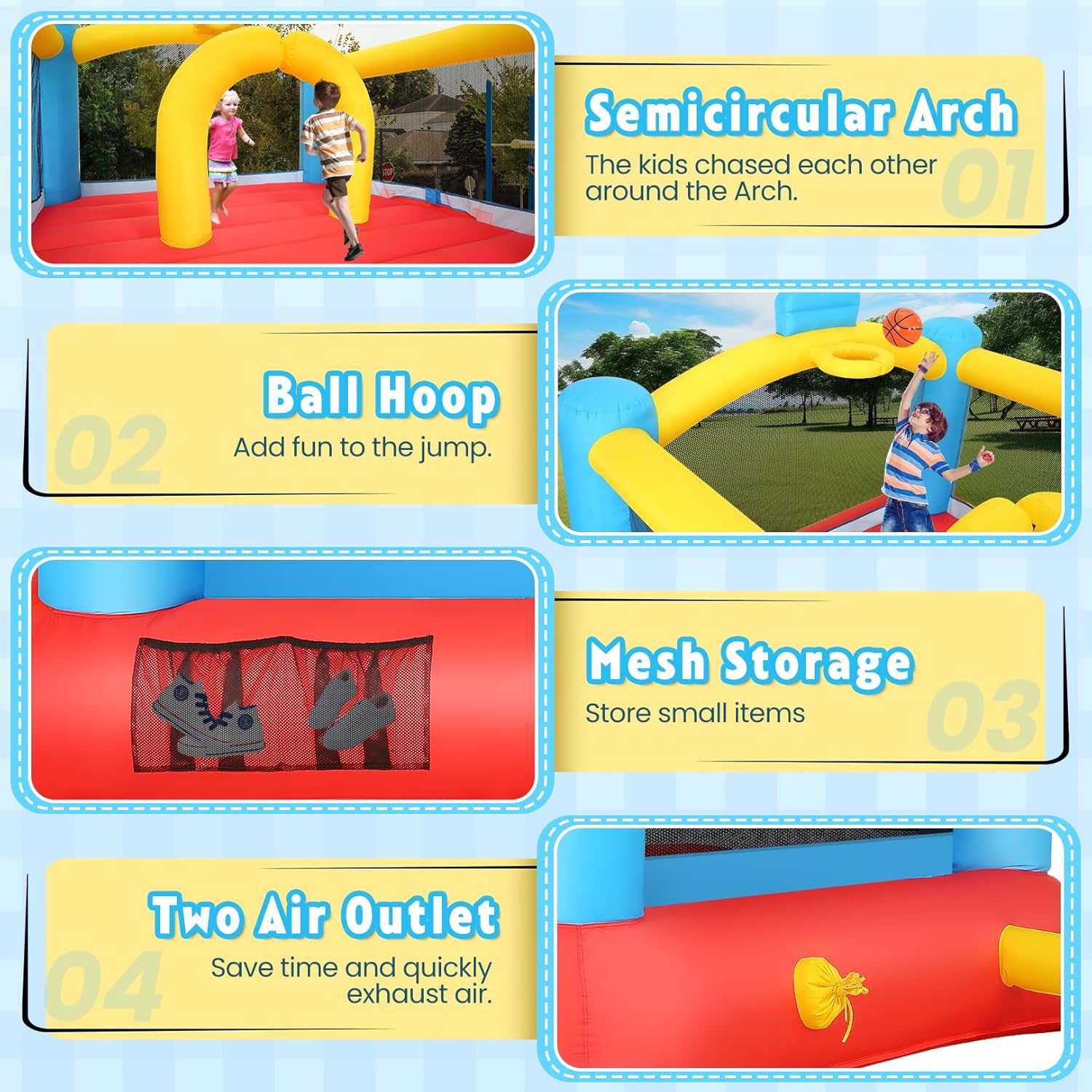 Inflatable Bouncy Castle with  - Kids Outdoor Basketball Hoop ulasan dan harga
