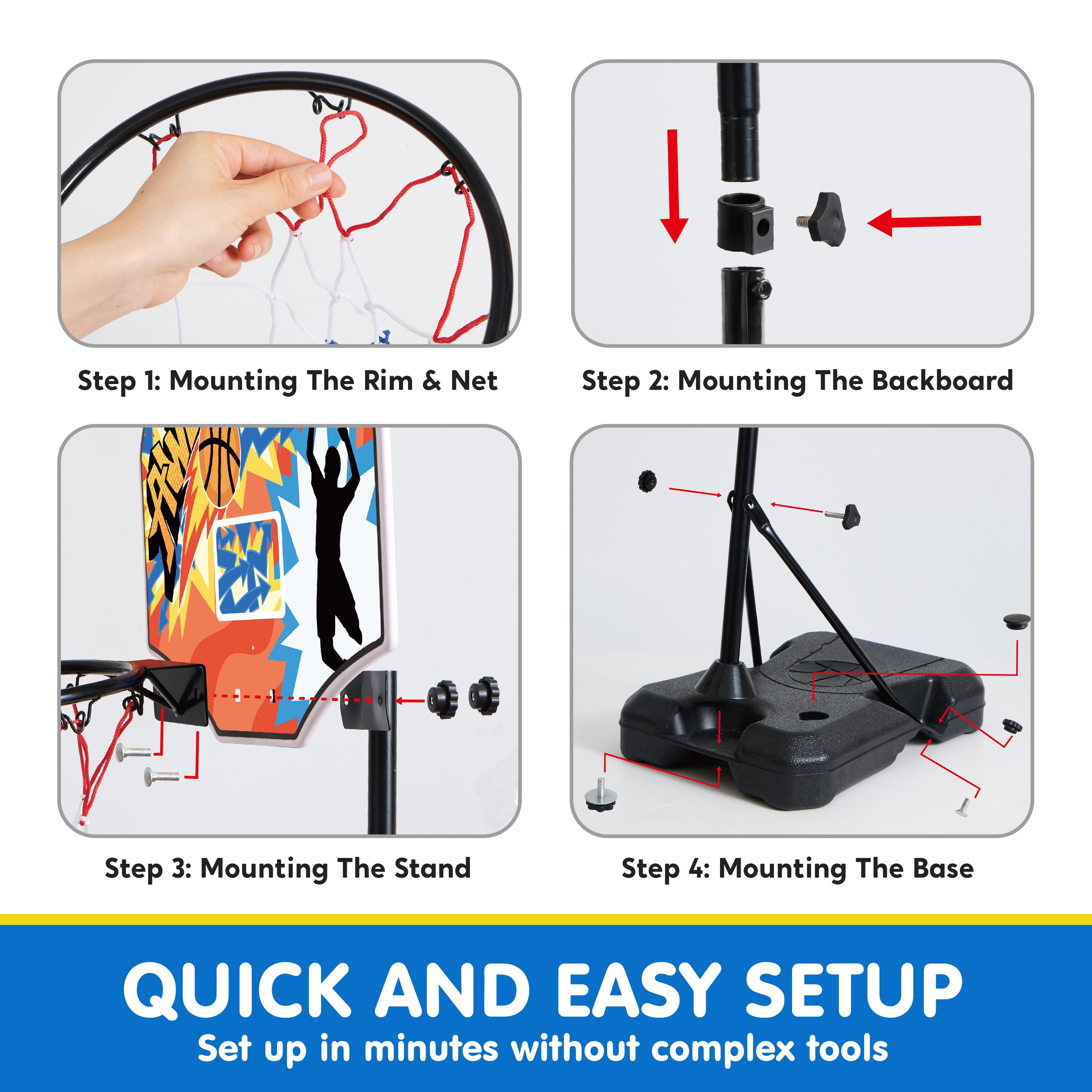 JOYFY 2.8-6.2 ft Adjustable Ki - Kids Outdoor Basketball Hoop ulasan dan harga