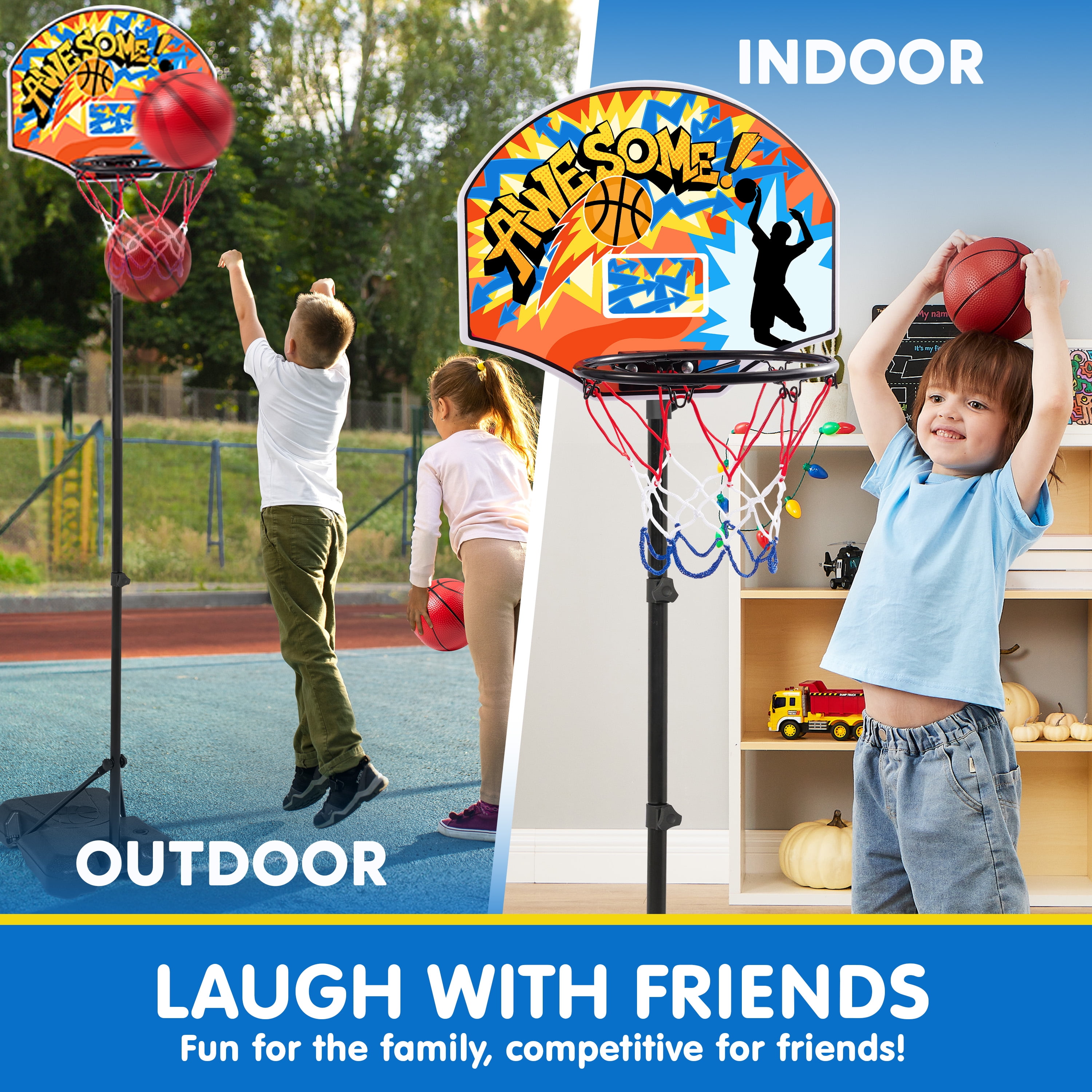 JOYFY 2.8-6.2 ft Adjustable Ki - Kids Outdoor Basketball Hoop ulasan dan harga