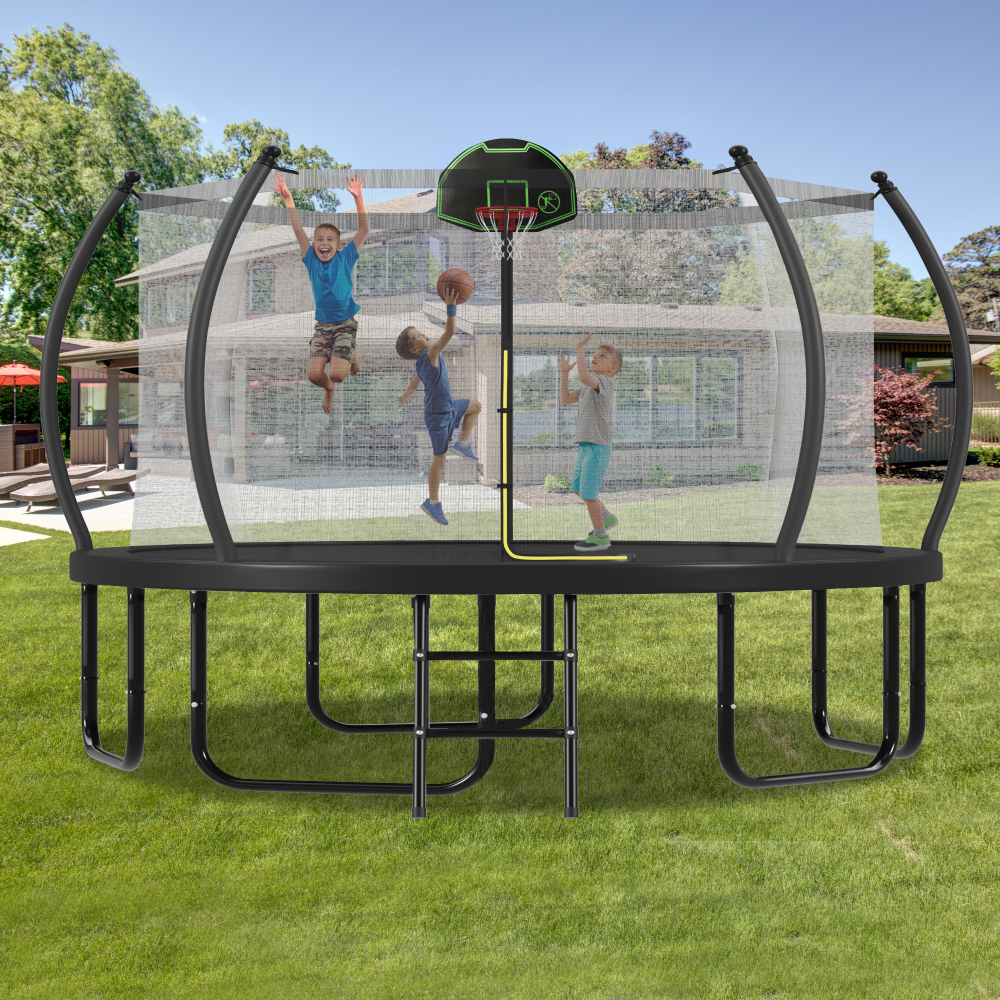 12FT Trampoline with Basketbal - Kids Outdoor Ladder ulasan dan harga