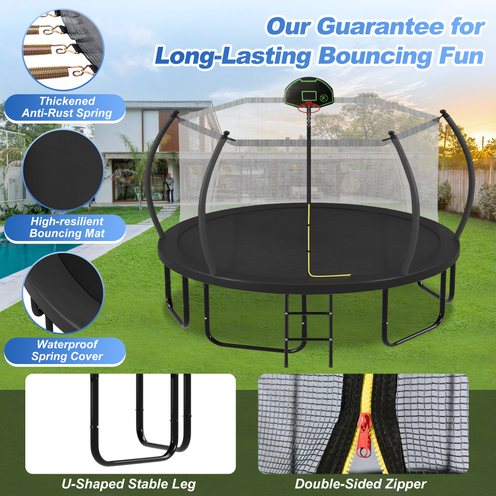 12FT Trampoline with Basketbal - Kids Outdoor Ladder ulasan dan harga