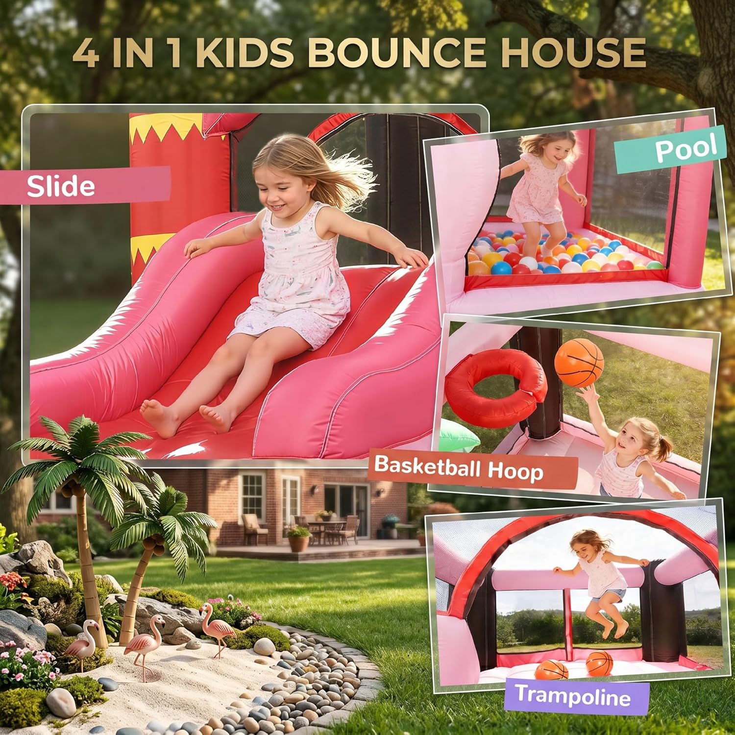4-in-1 Kids Inflatable Bouncy  - Kids Outdoor Basketball Hoop ulasan dan harga