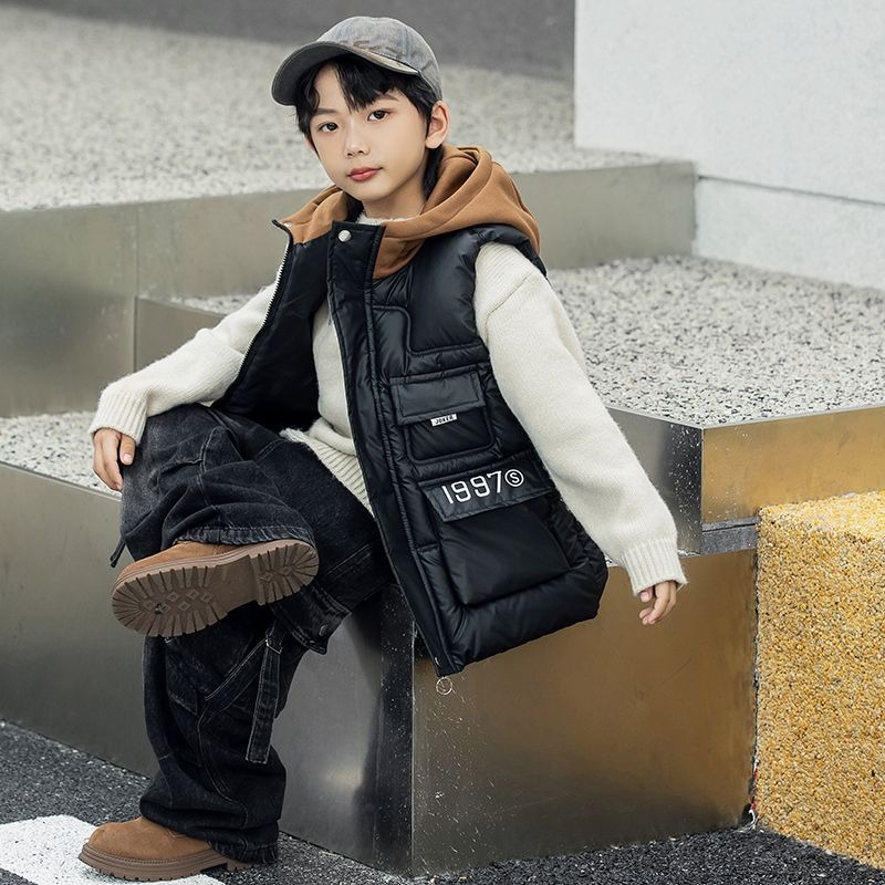 Boys' Winter Hooded Vest Thick - Kids Outdoor Vest ulasan dan harga