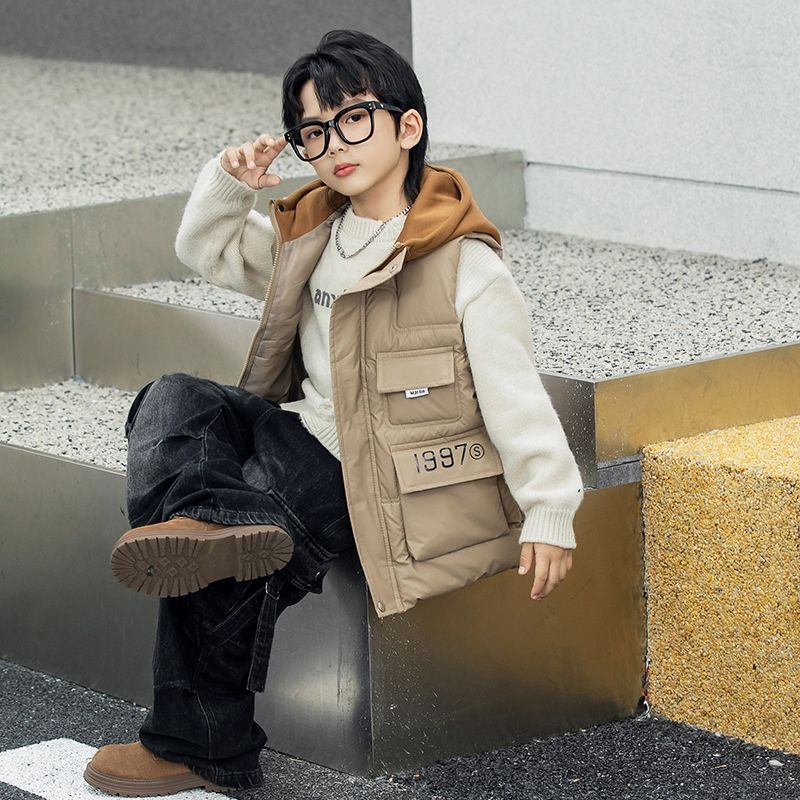 Boys' Winter Hooded Vest Thick - Kids Outdoor Vest ulasan dan harga