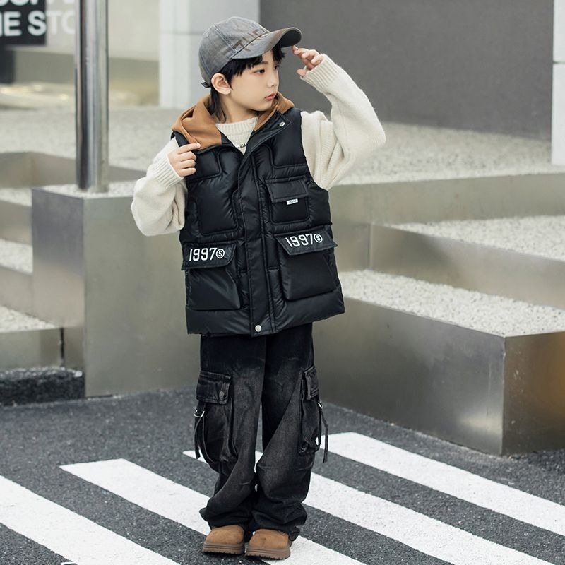 Boys' Winter Hooded Vest Thick - Kids Outdoor Vest ulasan dan harga