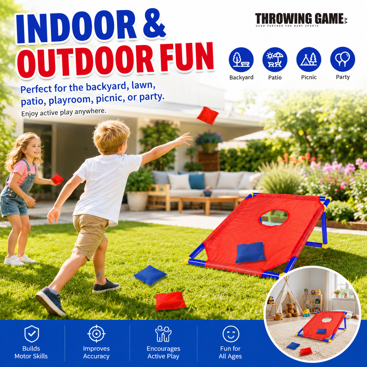 Kids Bean Bag Toss Game Set Po - Kids Outdoor Bean Bag ulasan dan harga