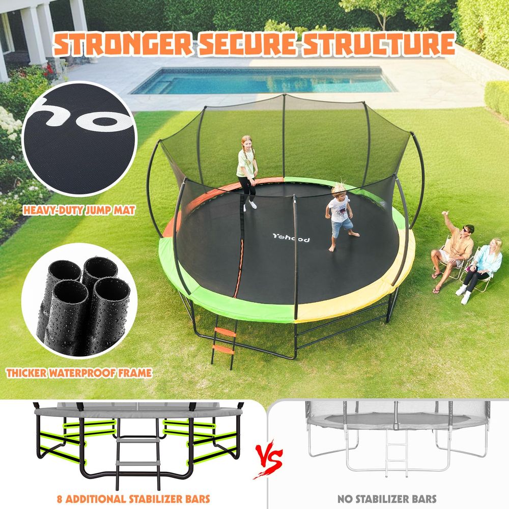 Trampoline Outdoor 12FT 14FT,  - Kids Outdoor Ladder ulasan dan harga