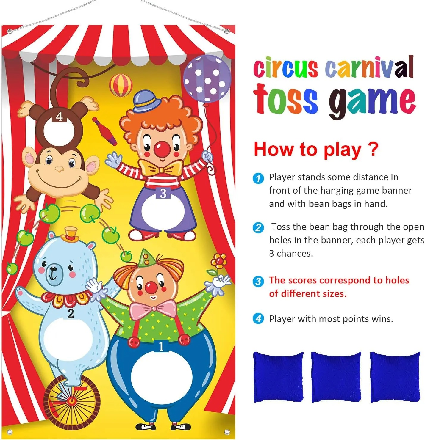 Circus Clown Monkey Bear Bean  - Kids Outdoor Bean Bag ulasan dan harga