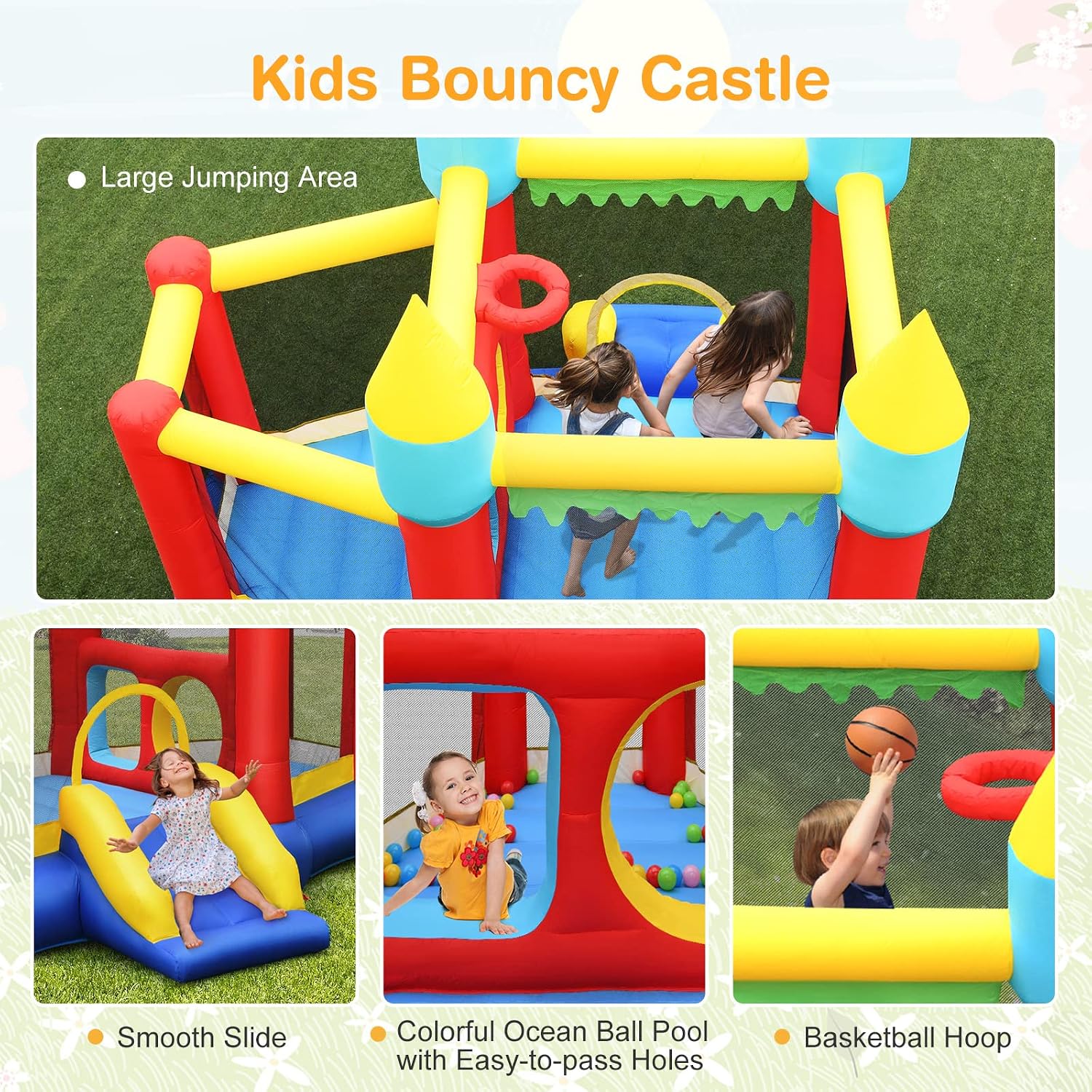 Inflatable Bounce Castle for K - Kids Outdoor Basketball Hoop ulasan dan harga