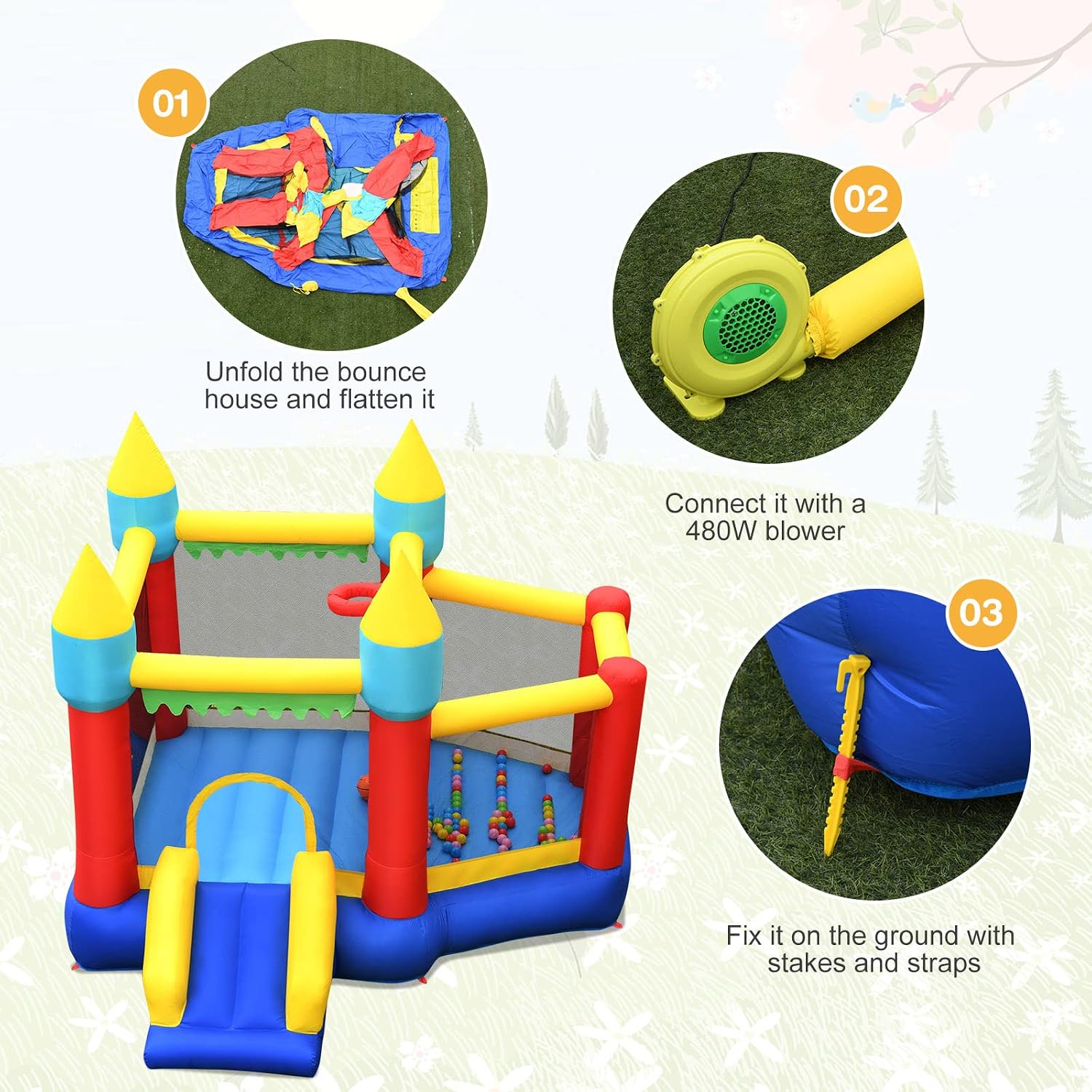 Inflatable Bounce Castle for K - Kids Outdoor Basketball Hoop ulasan dan harga