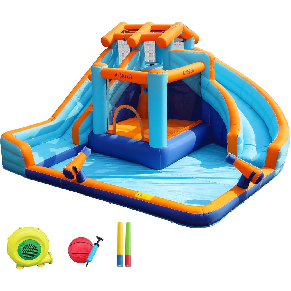 Large Water Slide Bounce House - Kids Outdoor Basketball Hoop ulasan dan harga