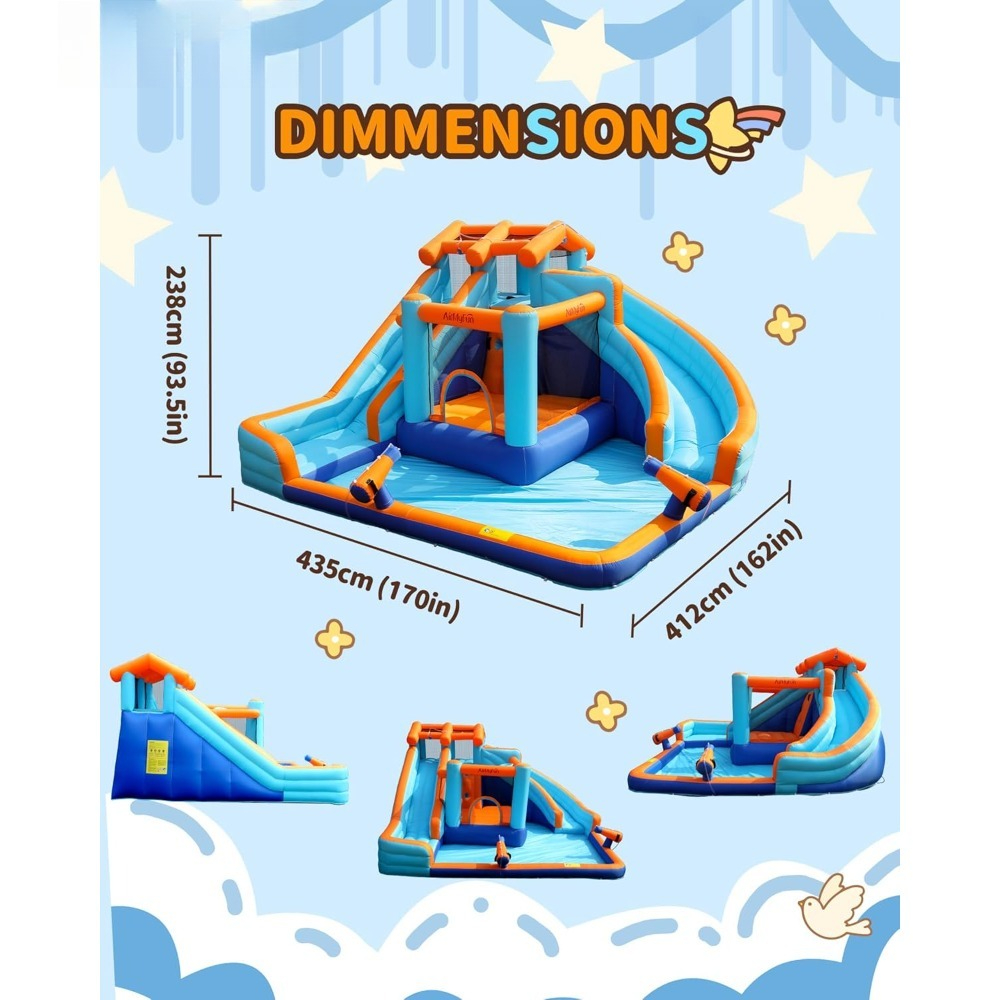 Large Water Slide Bounce House - Kids Outdoor Basketball Hoop ulasan dan harga