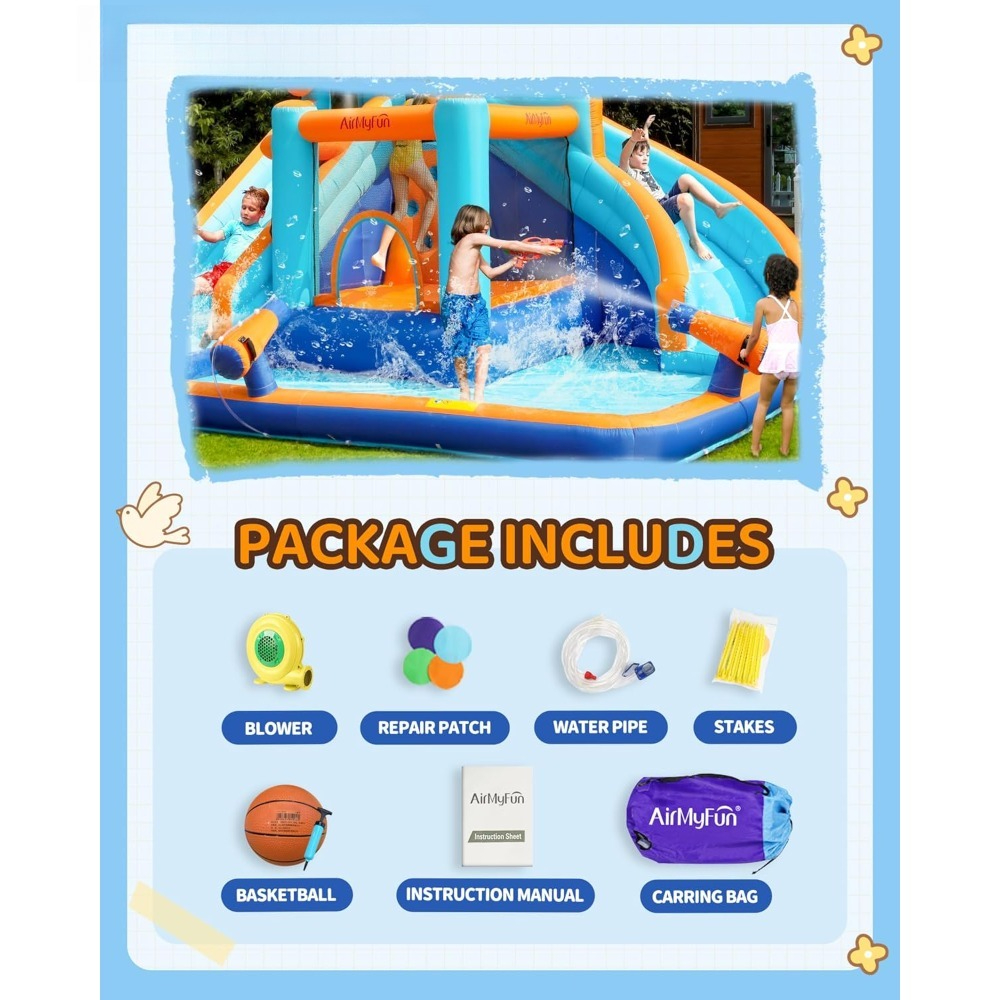 Large Water Slide Bounce House - Kids Outdoor Basketball Hoop ulasan dan harga