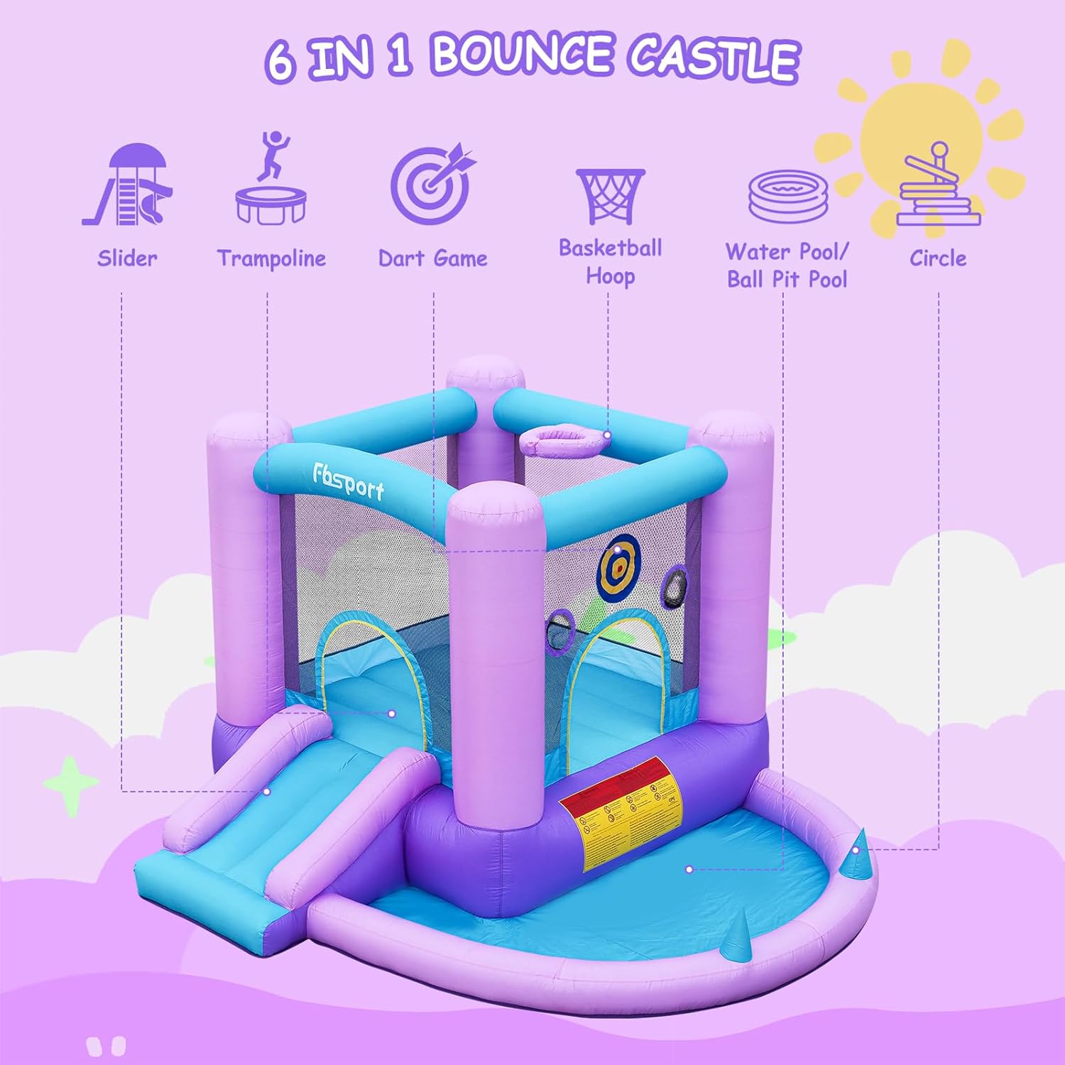 Inflatable Bounce House for Ki - Kids Outdoor Basketball Hoop ulasan dan harga