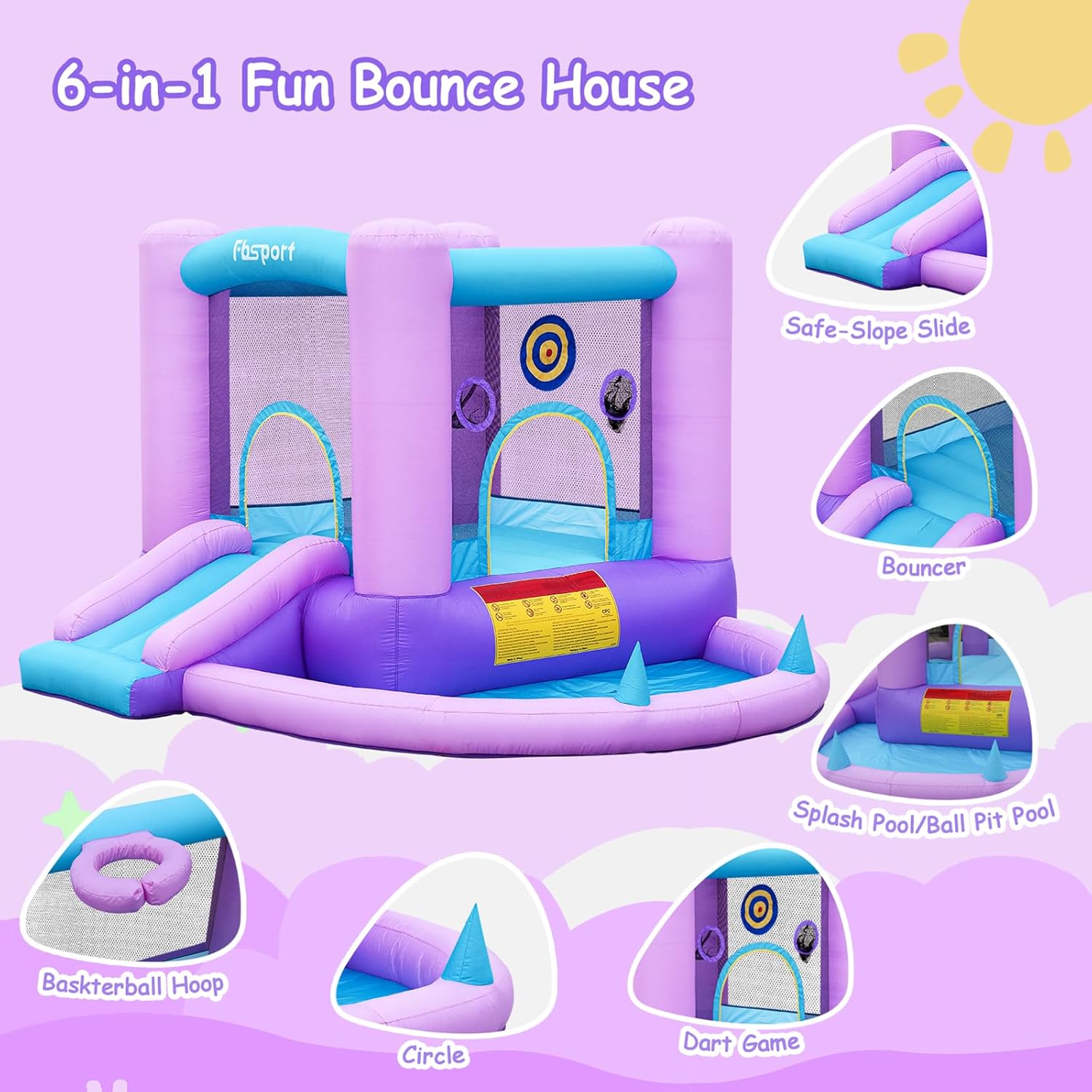 Inflatable Bounce House for Ki - Kids Outdoor Basketball Hoop ulasan dan harga