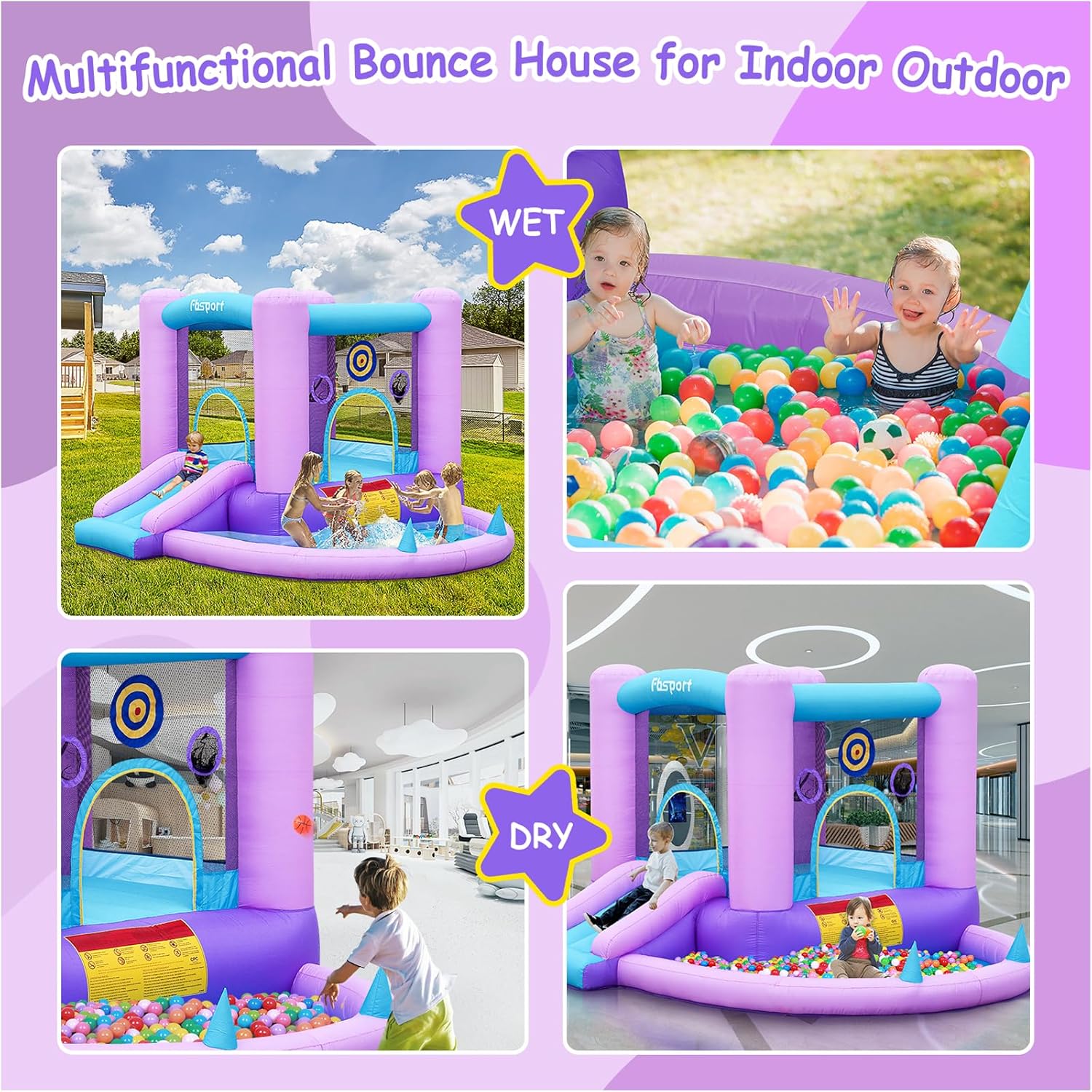 Inflatable Bounce House for Ki - Kids Outdoor Basketball Hoop ulasan dan harga