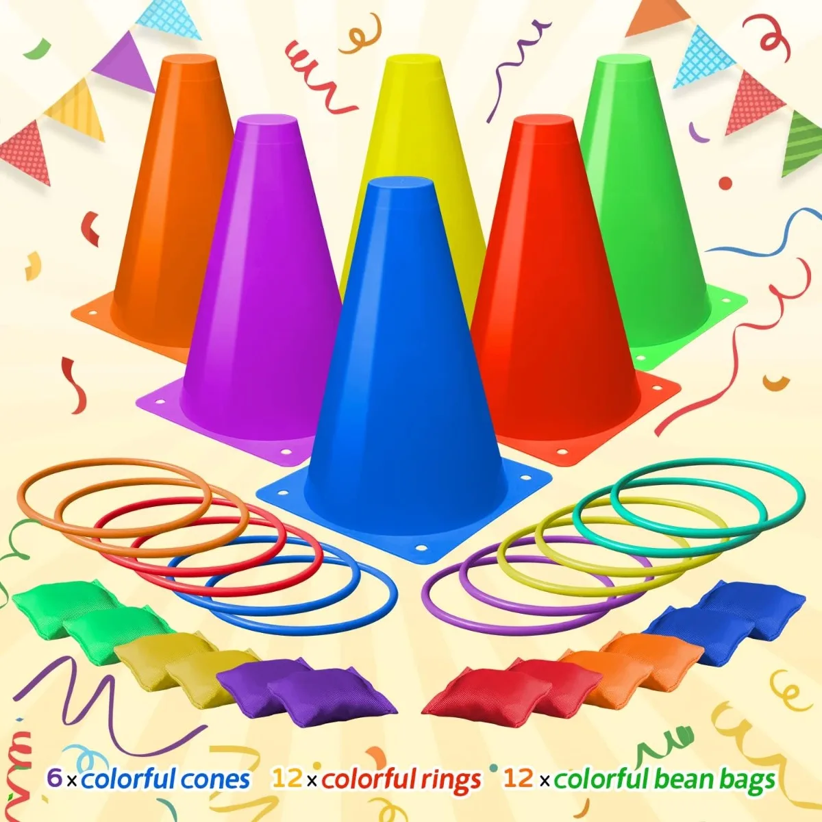 3 in 1 Soft Plastic Cones Bean - Kids Outdoor Bean Bag ulasan dan harga